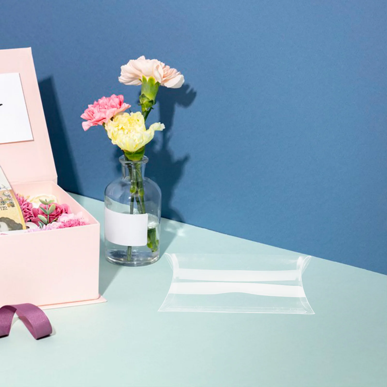 

50Pcs Pillow Shaped Clear PVC Box Transparent Storage Case for Candy Jewelry Ring Display Birthday Festival Wedding Party Favor