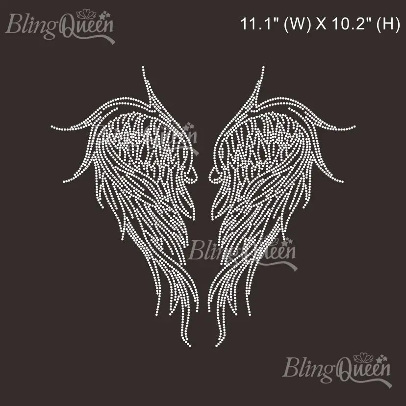 

Blingqueen-Rhinestone Transfer, Bling Hot Fix Iron on Patch Motif, Angel Wings Design, 25 pcs/lot