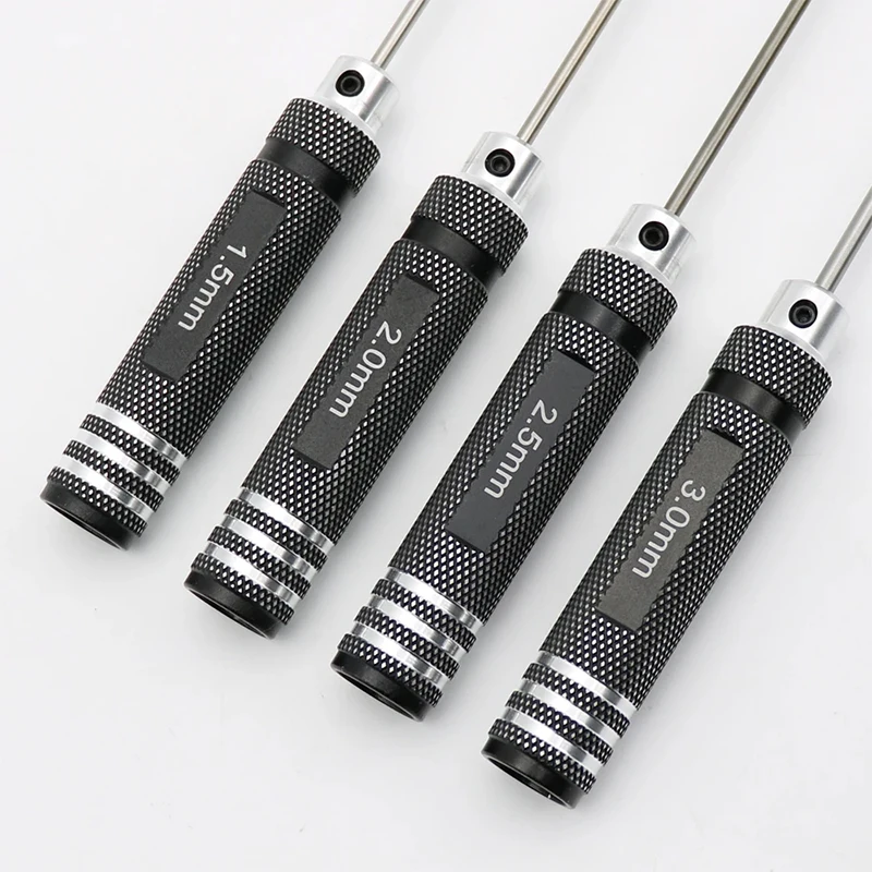 4Pcs 1.5/2/2.5/3.0mm Black Hex Drivers Allen Wrench Repair Tool Set for RC Cars