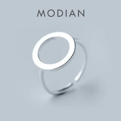 Modian Classic Round Shape Sterling Silver 925 Ring for Women Fashion Open Adjustable Finger Ring Fine Jewelry Girl Gift