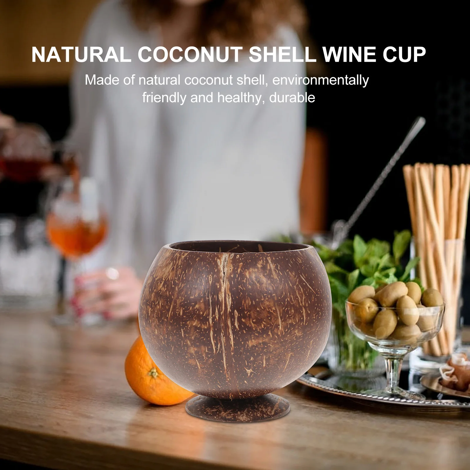 

Natural Coconut Shell Storage Bowl Creative Lightweight Salad Dessert Bowl Eco Friendly Tropical Kitchen Decor