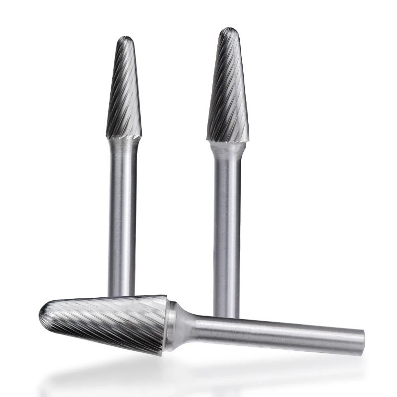 Afbeelding 7: HAMPTON Carbide Burr 6mm Schacht L Type Single Cut Roterende Vijl Voor Roterende Metaalboor Frezen Carving Gereedschap