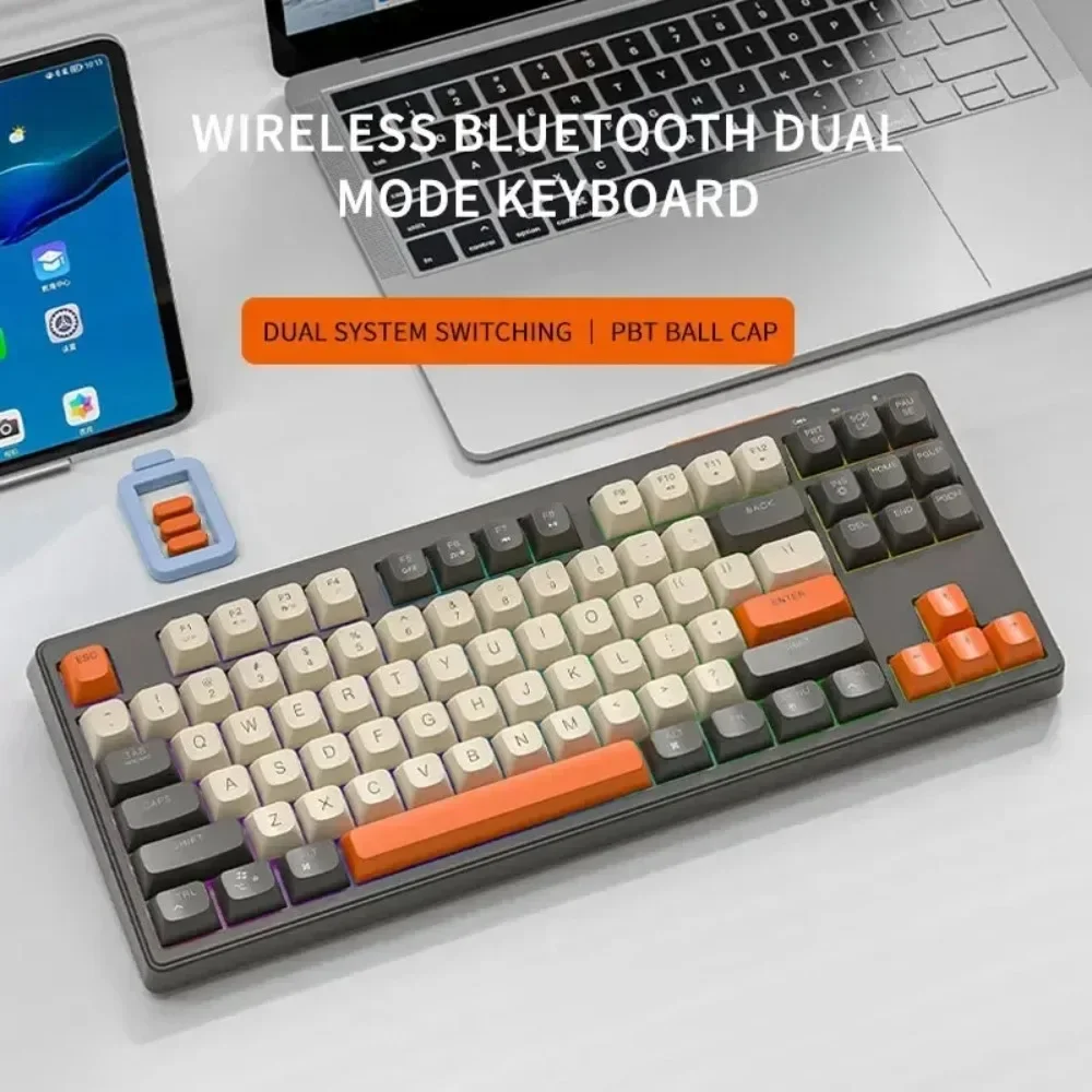 

YP M87 Backlight Wireless Mechanical 2.4G Bluetooth-Compatible Dual Mode Keyboard 87 Keys Personalized Keypad for Laptop Tablet