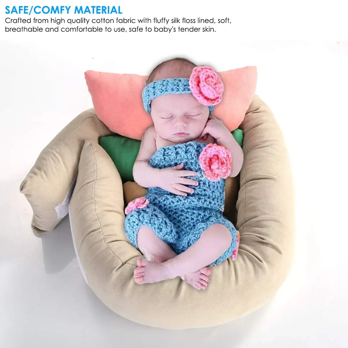 6PCS Baby Photoshoot Props Posing Pillow Newborn Photography Props Baby Bedding Cushion Baby Bean Pillow Infant Mattress Props