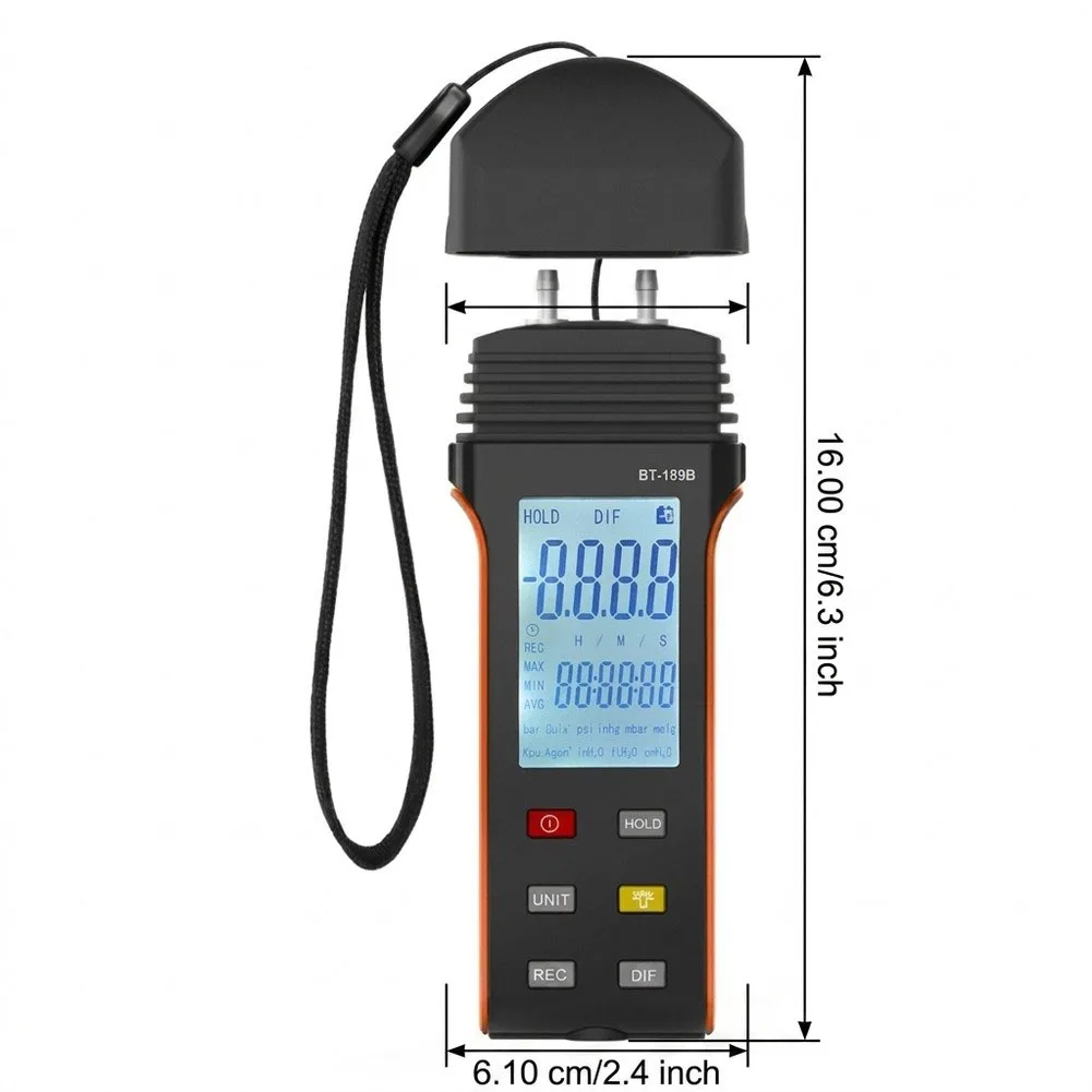 Digital Differential Pressure Gauge BT-189B HVAC Manometer ±2.00Psi 11 Units For Pipeline Air Pressure Testing