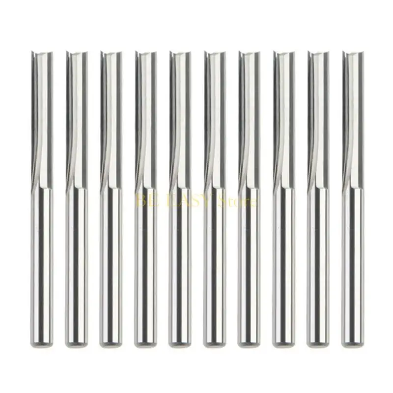 

E28F 10Pcs High Speed Steel End Mill 3.175mm Shank 2 Flute Straight Slot Milling