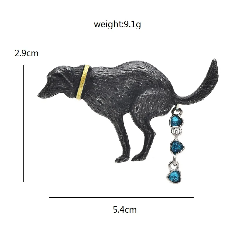 Funny Pooping Dog Enamel Brooch Pin for Women