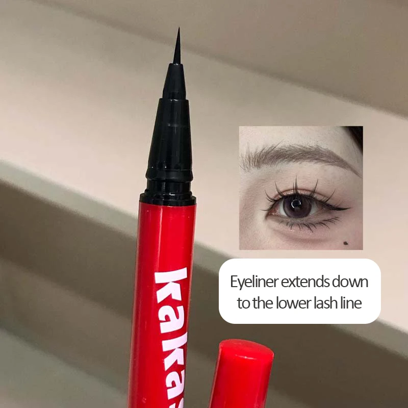 قلم كحل سائل فائق النعومة من كاكاشو، مكياج غير ملطخ، مقاوم للماء ومضاد للتعرق، قلم كحل غير ملطخ