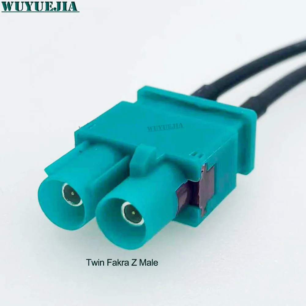 Fakra Twin Z Male to Fakra Z Male+Female Cable RG-174 Connector For Car Stereo Audio HD Radio Head Unit CD Media Player Receiver