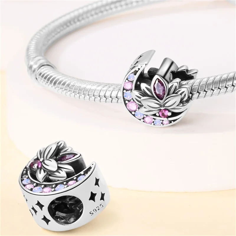 

New 925 Sterling Silver Romantic Lotus Charms Beads Fit 3mm Original Bracelet DIY Women Exquisite Birthday Party Jewelry Gifts