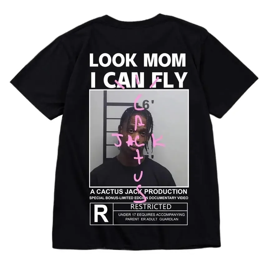 3-14y Kid Size HOT SALE Cactus Jack T-shirt High Quality Cotton Men Women LOOK MOM I CAN FLY Tee ASTROWORLD Hip Hop Short Sleeve