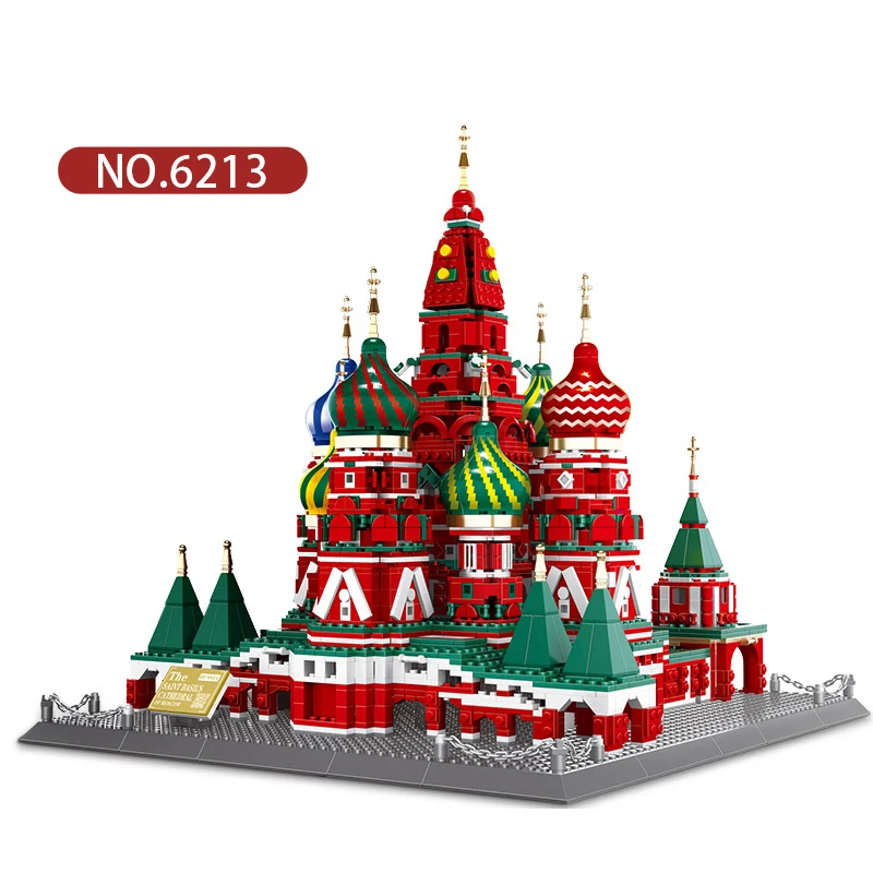 

6213 Famous Children Building Blocks Attractions MOC Block Set Moscow Saint Basil's Cathedral ABS Assembly DIY Construct Toys