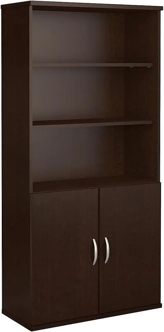 Bshsrc103Mr Series C Mocha Cherry 36W 5 Shelf Bookcase With Doors