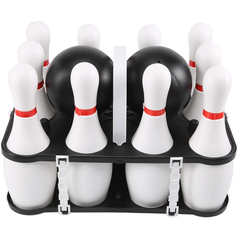 

A57T 1 Set Bowling Set for Kids & Adults 2 Ball with 10 Pins for Family Kids and Adults Backyard Skittles