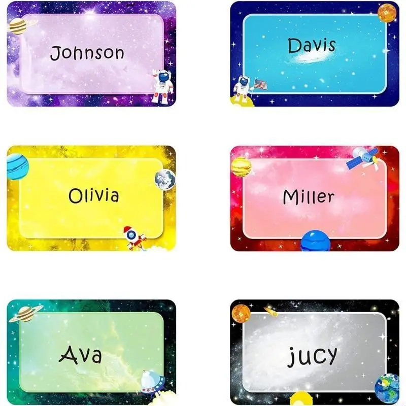 300Pcs Cartoon Planet Name Sticker 55x90mm Children Clothing Labels for Daycare Kindergarten School Glass Jar Label K92C