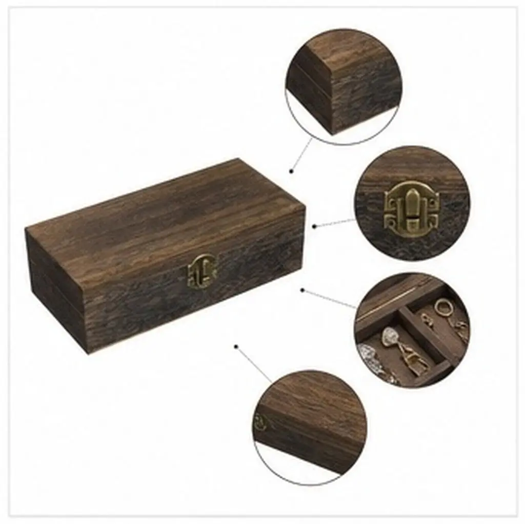 Natural Wooden Rectangular Jewelry Box Organizer for Her Him Mom Wife Girlfriend Birthday Anniversary Christmas Wedding Party