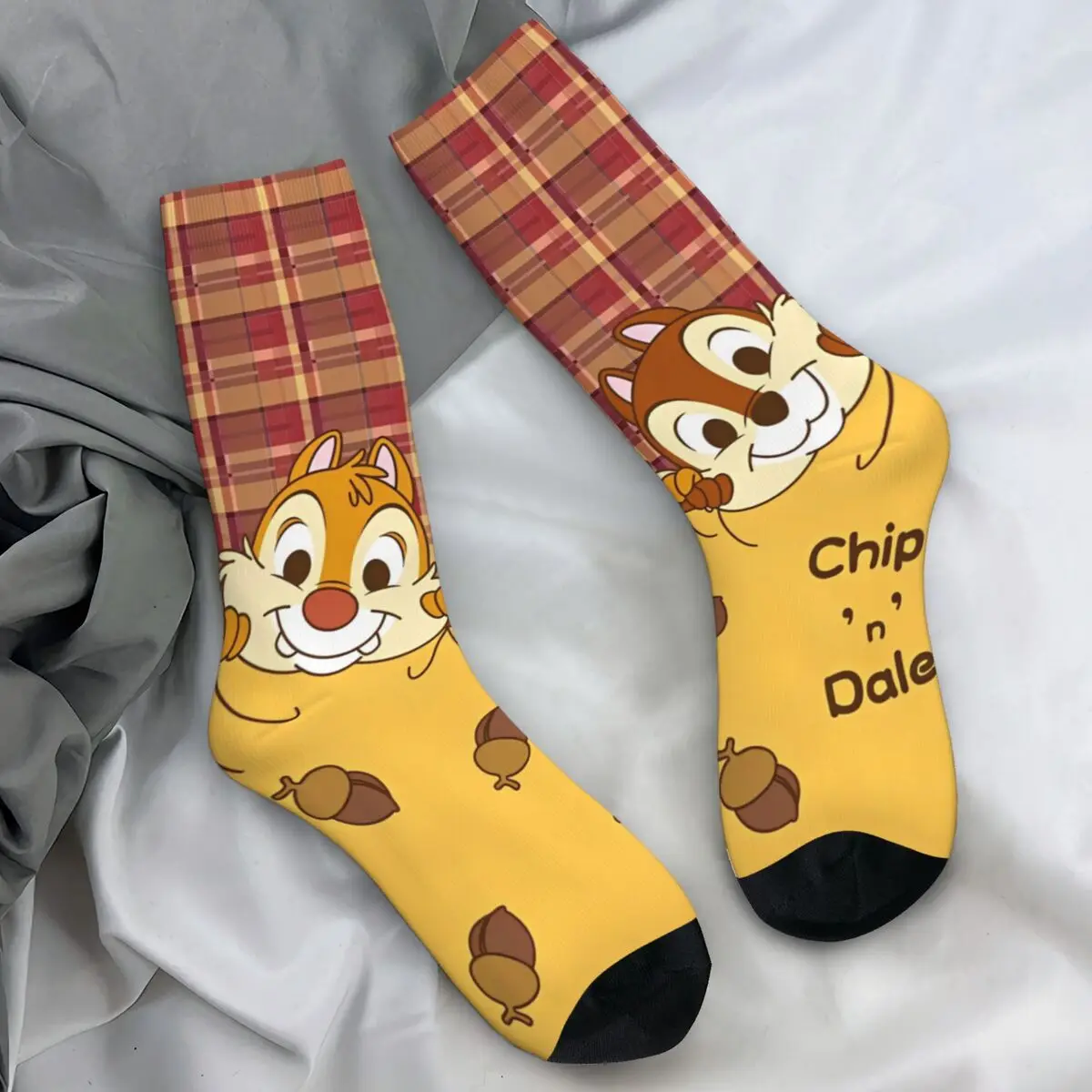 Cartoon Chip 'n' Dale Socks Fashion Stockings Men Quality Running Sports Socks Autumn Printed Non Skid Socks