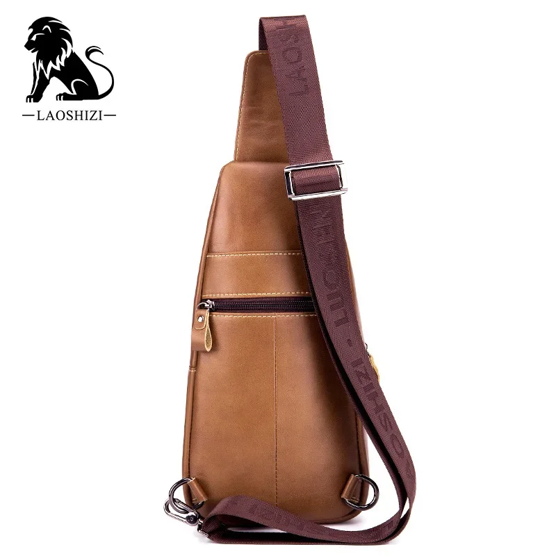 2024 New Arrival Men's Genuine Leather Chest Bag Versatile Single Shoulder Large Capacity Durable Crossbody Bag Men Phone Pouch