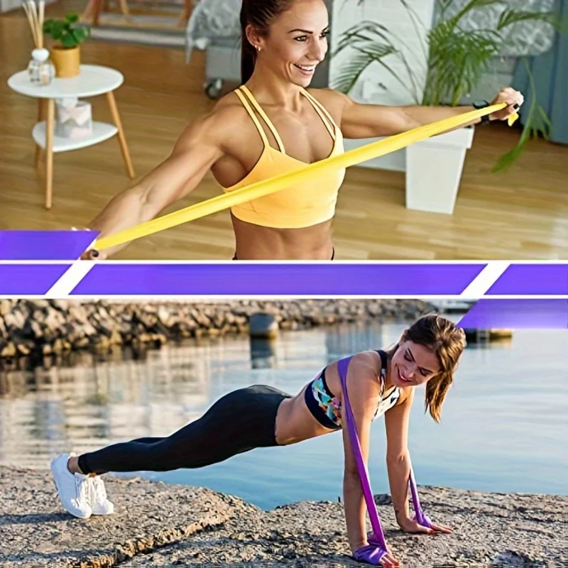 4er-Pack Yoga-Widerstandsbänder: elastische TPE-Stretchbänder für Physiotherapie, Fitness, Yoga, Pilates, Rehabilitation und Stärke – Detail 10