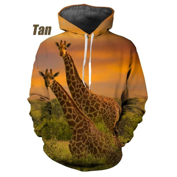 2023 Personality Fun 3D Printing Giraffe Hoodie Men Ladies Sweatshirt Casual Loose Men Sweatshirt