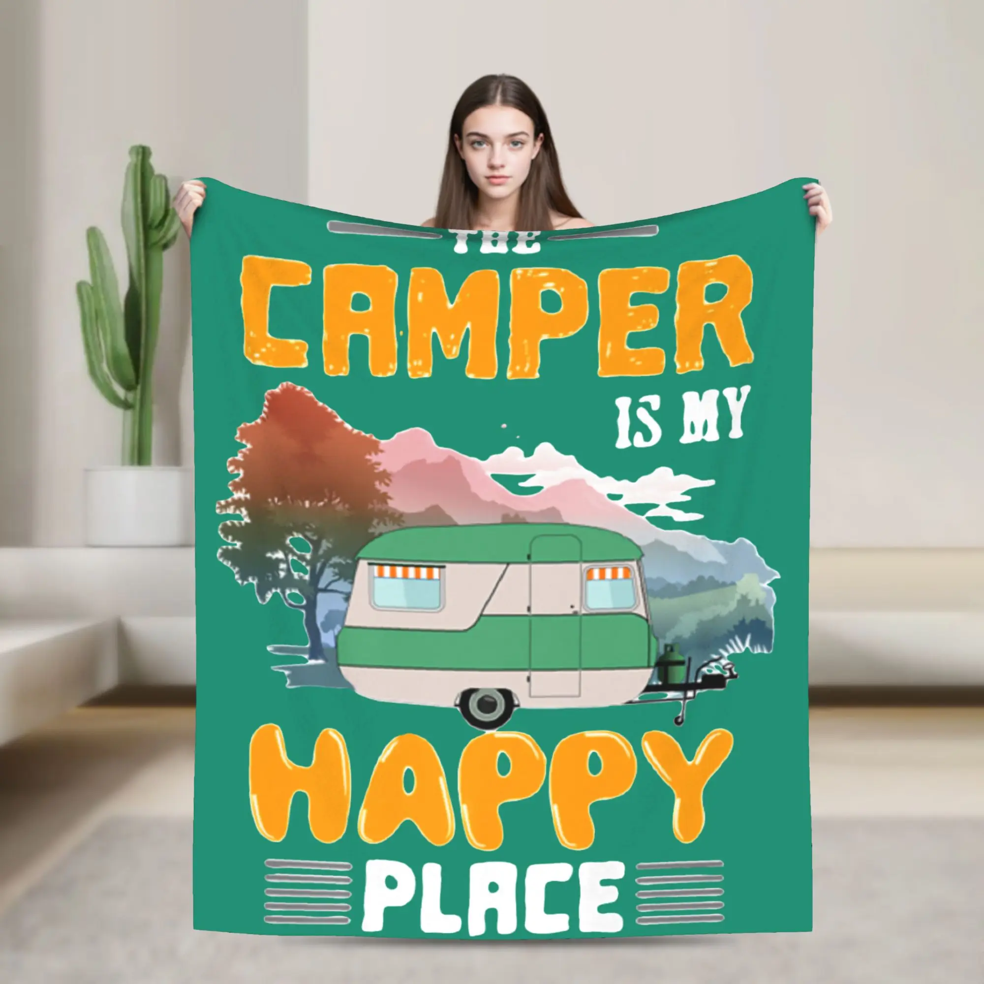 

Фланелевые одеяла Camper Is My Happy Place, модное одеяло для отдыха и кемпинга для кровати, дивана, дивана, 125*100 см, покрывала