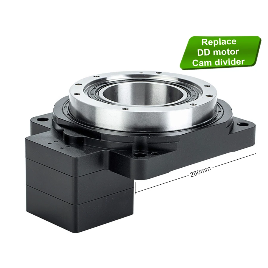 280mm Hollow Rotating Platform Index Plate Electric Table Turntable Reducer Gearbox for 130mm Servo Motor Replace Cam Divider