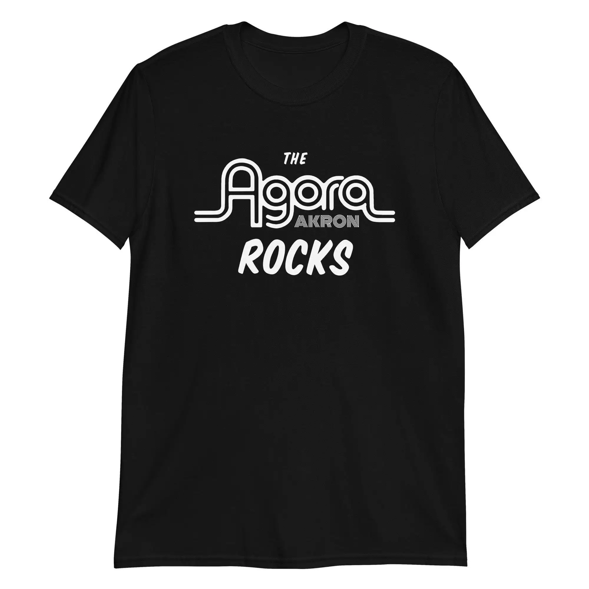 The Akron Agora Rocks black tee Relive 70s 80s 90s Rock club  T Shirt