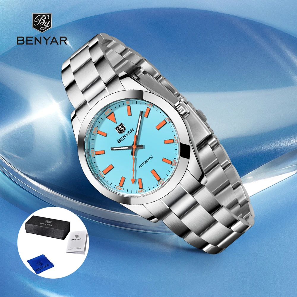 2025 nuevos relojes BENYAR para hombre, relojes de pulsera mecánicos de lujo, reloj automático para hombre, reloj luminoso resistente al agua, regalo para hombre con caja