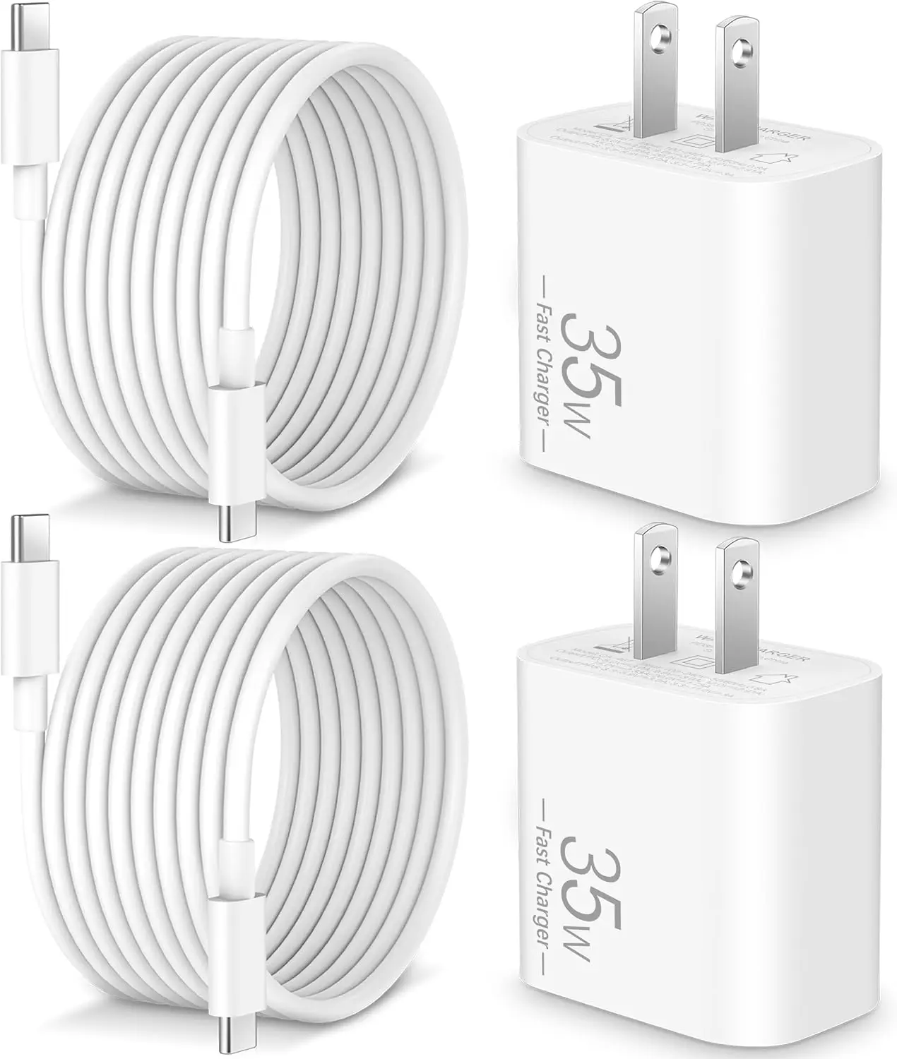 

35W USB C Fast Charger 2-Pack with 10FT Cable for Google Pixel & Galaxy