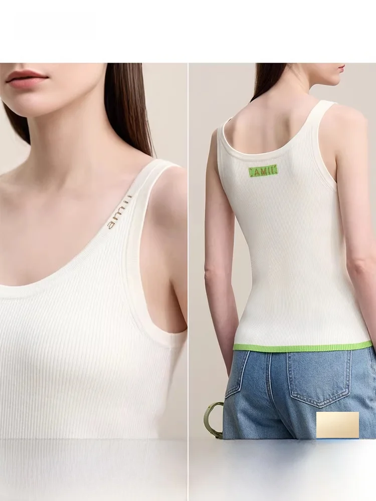 

I Весна 2026, женский шелковый светящийся жилет с вышивкой букв U-Ne, топ на бретельках, внутренняя одежда, повседневная мода, облегающий крой