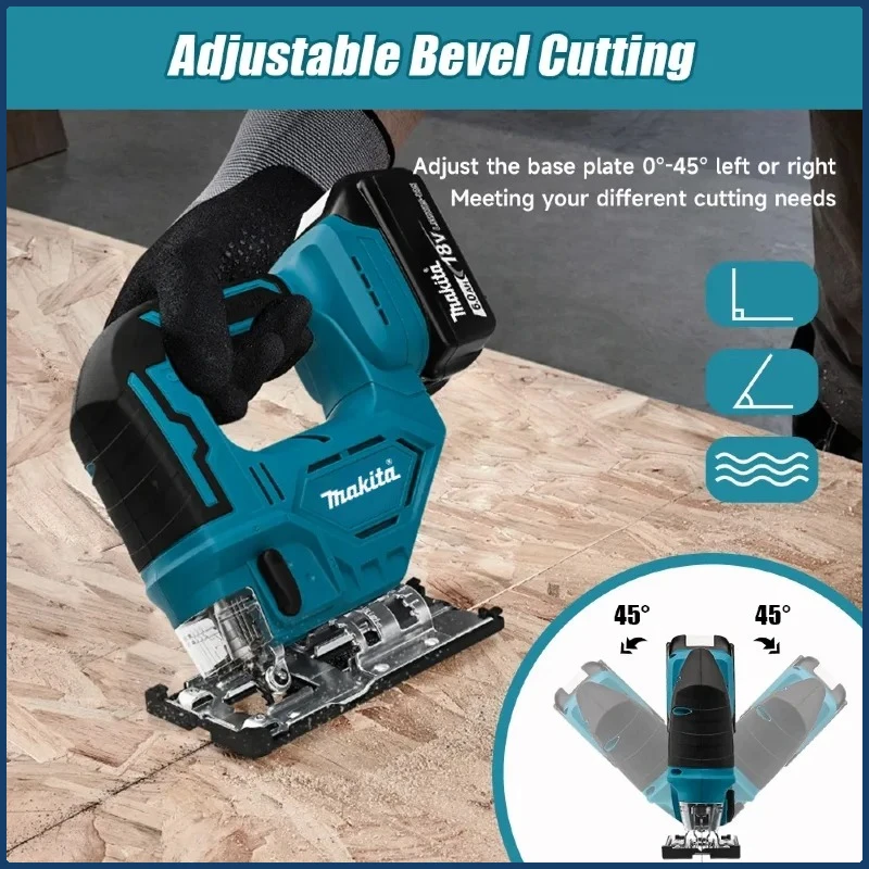 

Makita DJV182 Cordless Jigsaw 300W,0-2700rpm,80mm Stroke,±45° Cutting Angle,For Wood/Plastic/Metal Cutting Jobs