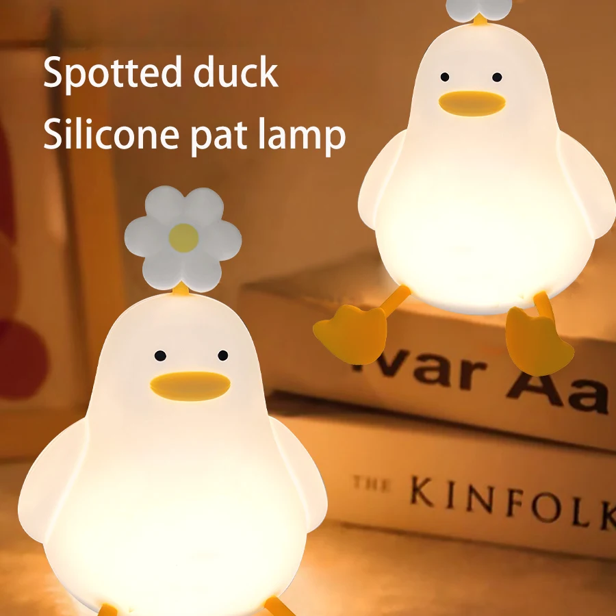 Nuovo Design LED dimmerabile Flower Duck Night Lamp Lamp USB ricaricabile Silicone Cute Duck Night Light per camera da letto