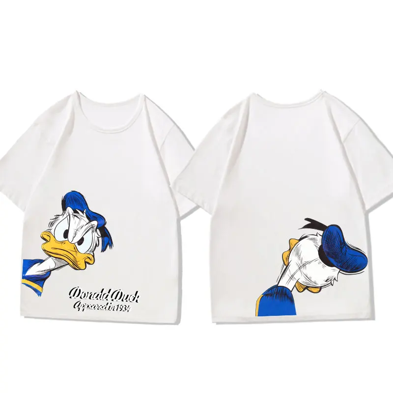 Donald Duck Around Men T-shirt a maniche corte Donna Disney Co-Branded Abbigliamento da uomo Estate 2024 Nuovo Top Trend T-shirt oversize