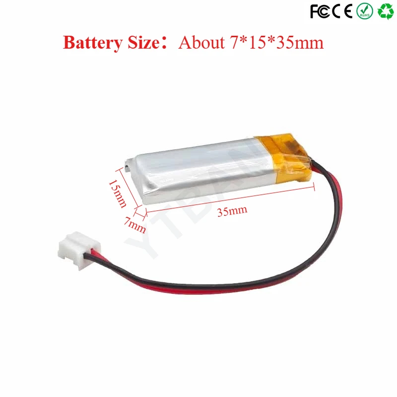 3.7 فولت 350 مللي أمبير 701535 بوليمر بطاريّة ليثيوم قابلة لإعادة الشحن للكاميرا لتحديد المواقع الملاح سماعة رأس بخاصية البلوتوث بطاريات جهاز تدريب الكلاب #5