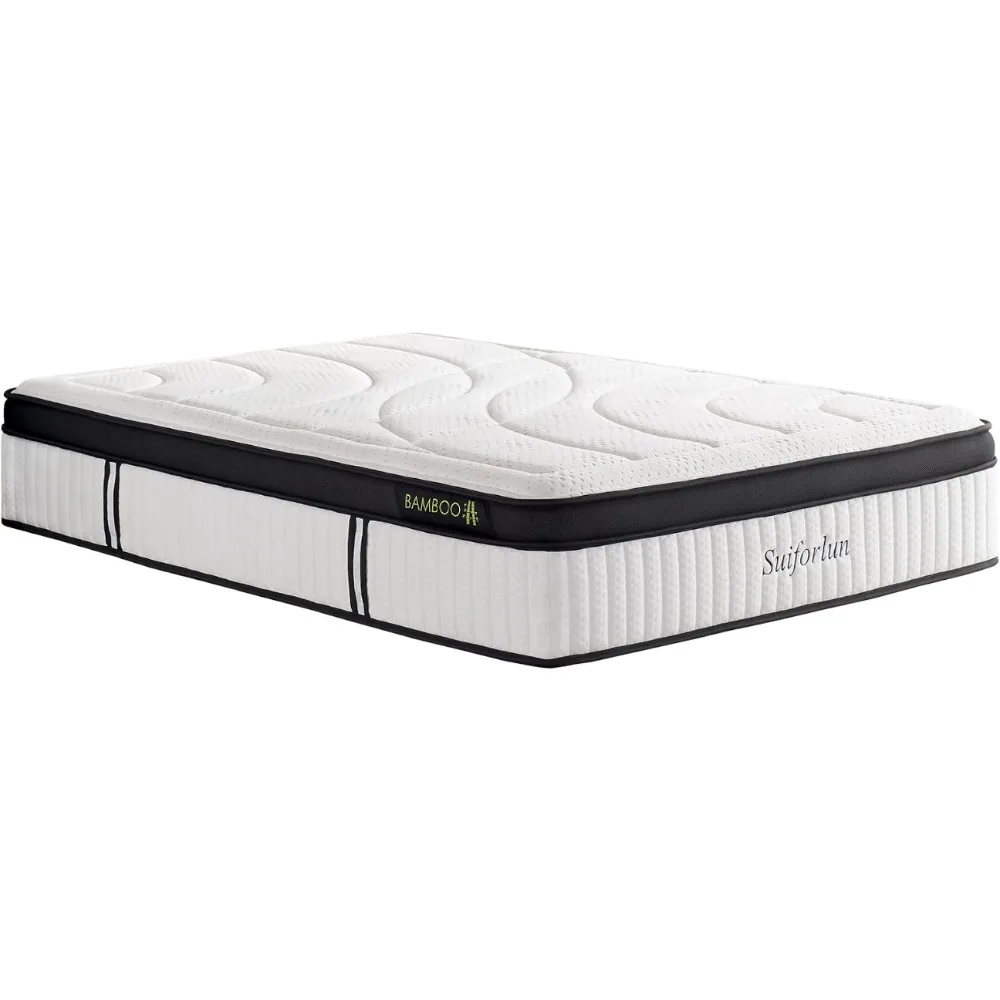 

King Mattress, 14 Inch Hybrid Gel Memory Foam and Innerspring Mattress, Euro Top Luxury Mattress with 7 Premium Layers