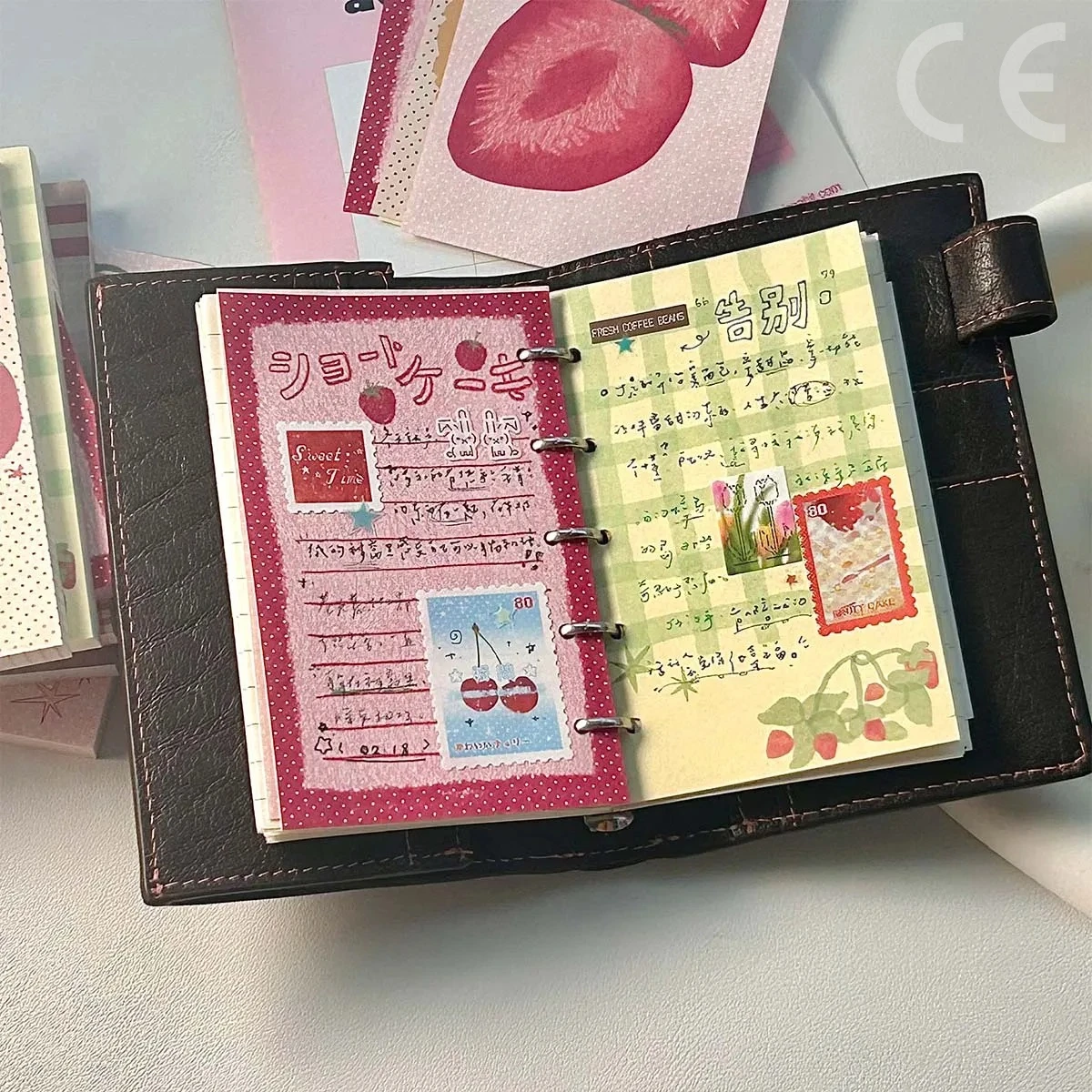 Strawberry Memo Pads Kawaii Korean Style M5 Scrapbook Paper Journal Ins Tomato Notepad Grid Base Paper Decor Supplies