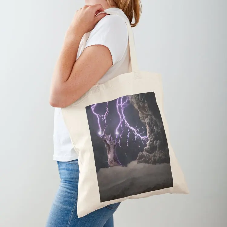 

Cat Lightning Tote Bag foldable reusable bag reusable shopping bags canvas shopping bag shopper woman