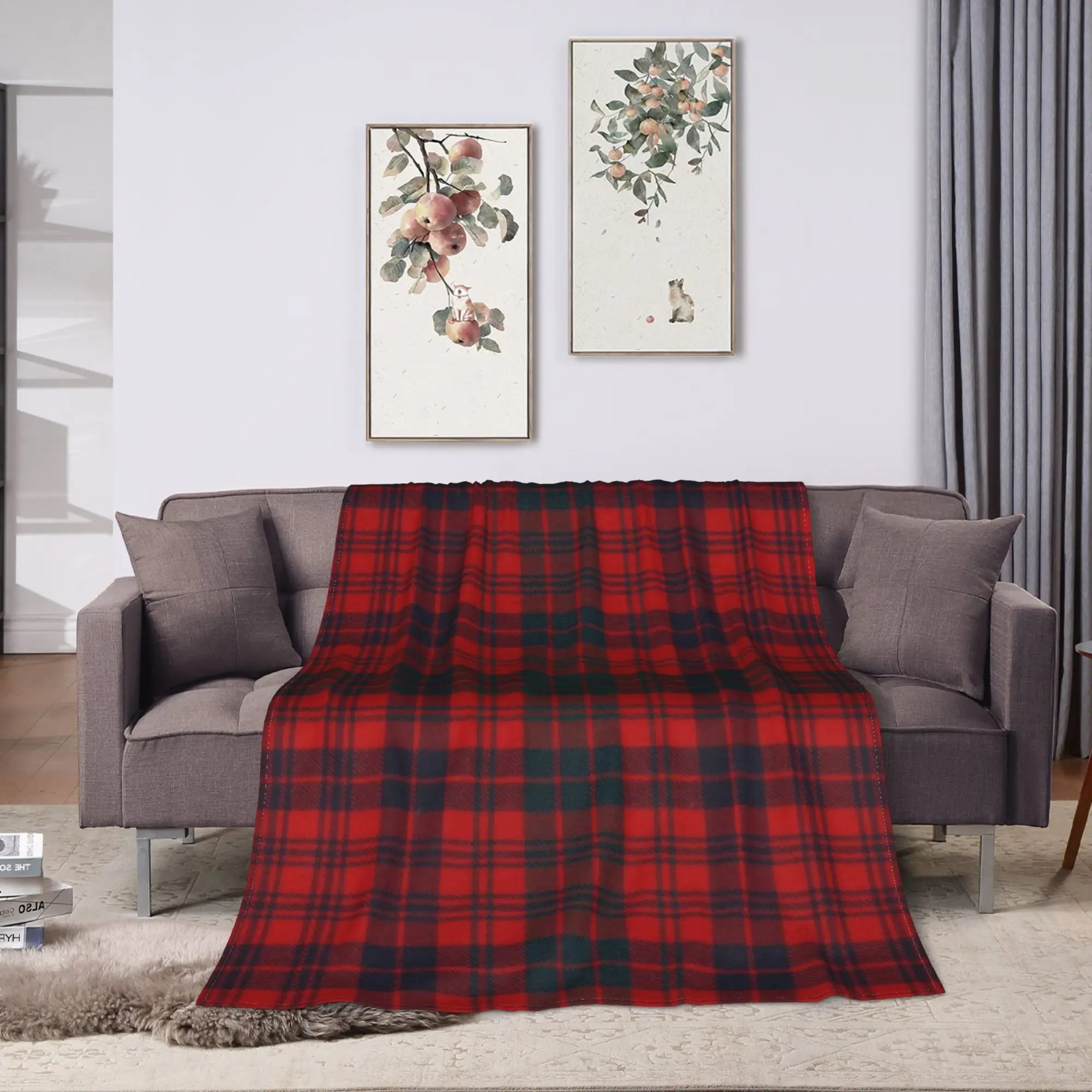 Christmas Ross Red Scottish Tartan Blanket Quality Warm  Bedding Throws Spring Children Living Room Novelty Bedspread
