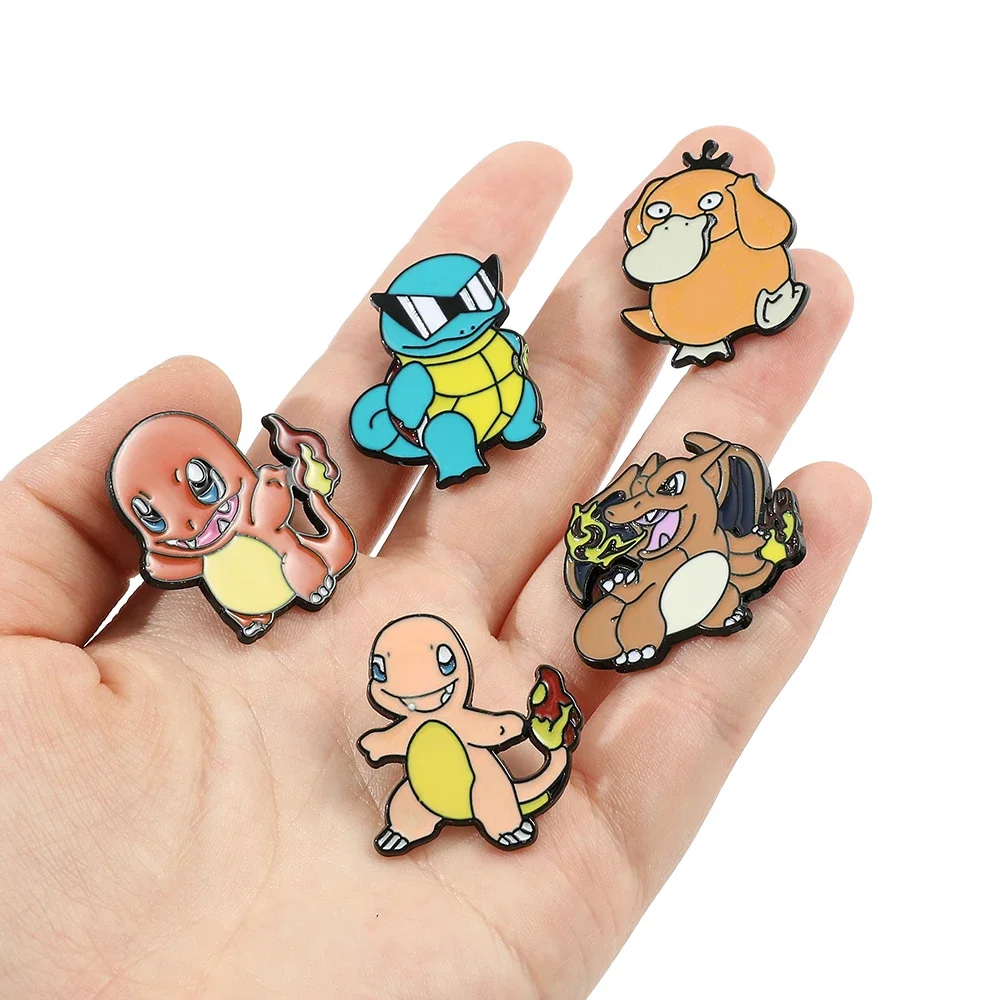 5/6PCS Cartoon Pikachu Broches Leuke Psyduck Squirtle Elf Emaille Pins Kleurrijke Badges Rugzak Kleding Accessoires