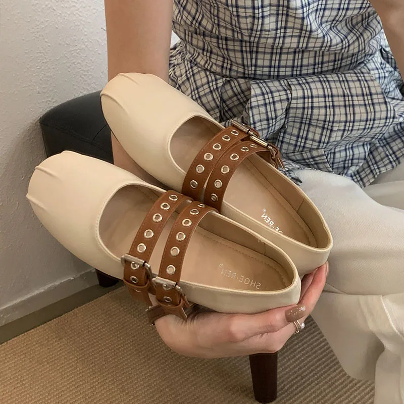 

Footwear Round Toe Ladies Flats With Shoes Soft Female Shallow Fashion Buckle Strap Women Mary Janes Flats Shoes new