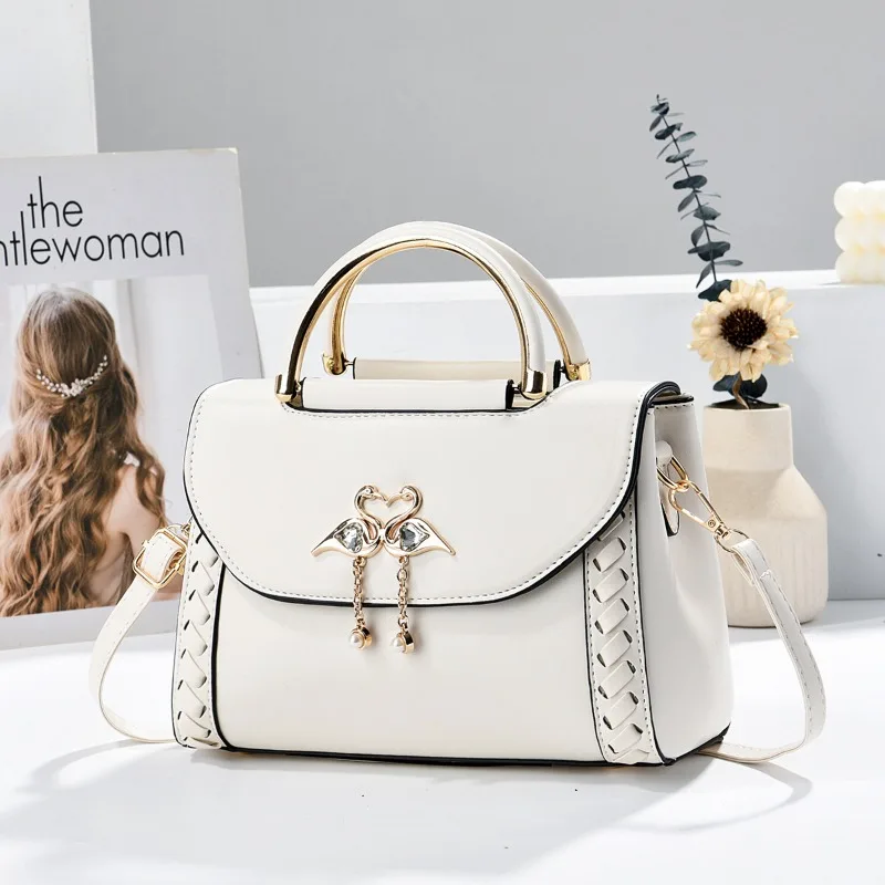 Fashion Korean Edition Handbag Women's Casual Trendy Shoulder Crossbody Bag Solid Color PU Leather Commuter Small Square Bag