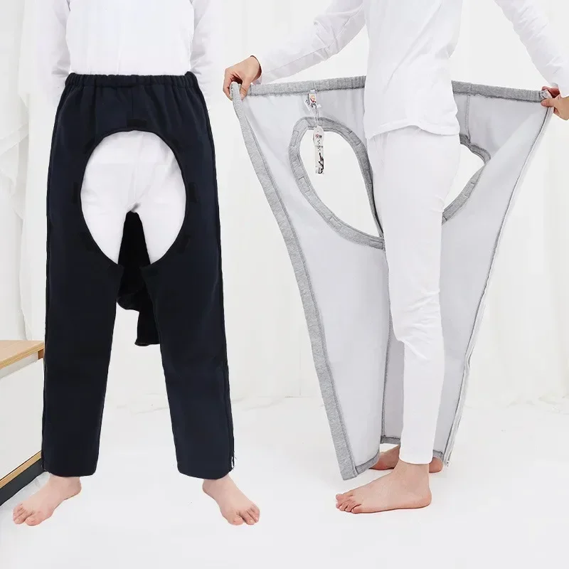 

Comfortable Open Crotch Pants for Men Incontinence Patient Pajamas Leaking Urine Clothes Trousers Suitable for Bedridden Elderly