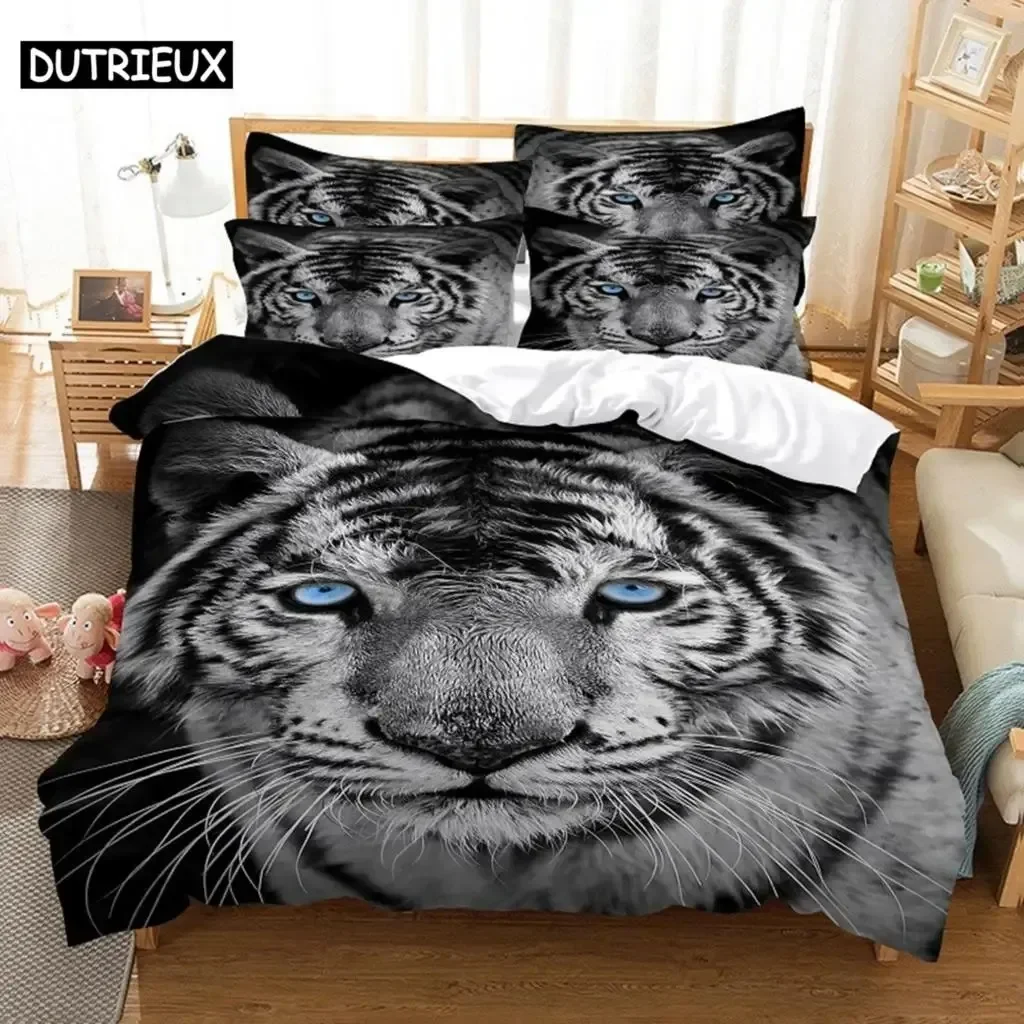

New 3D Print Running Tiger Comfortable Duvet Quilt Cover Pillowcase Bedding Set Children Bedroom Decoration Home Textile