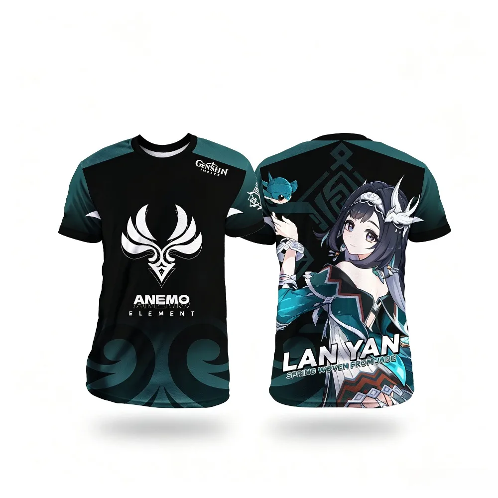 Game Genshin Impact Varesa Cosplay 3D Men's T-Shirt Summer Fashion Cool Daily Anime T Shirt Outdoor Short Sleeve Y2k Sports