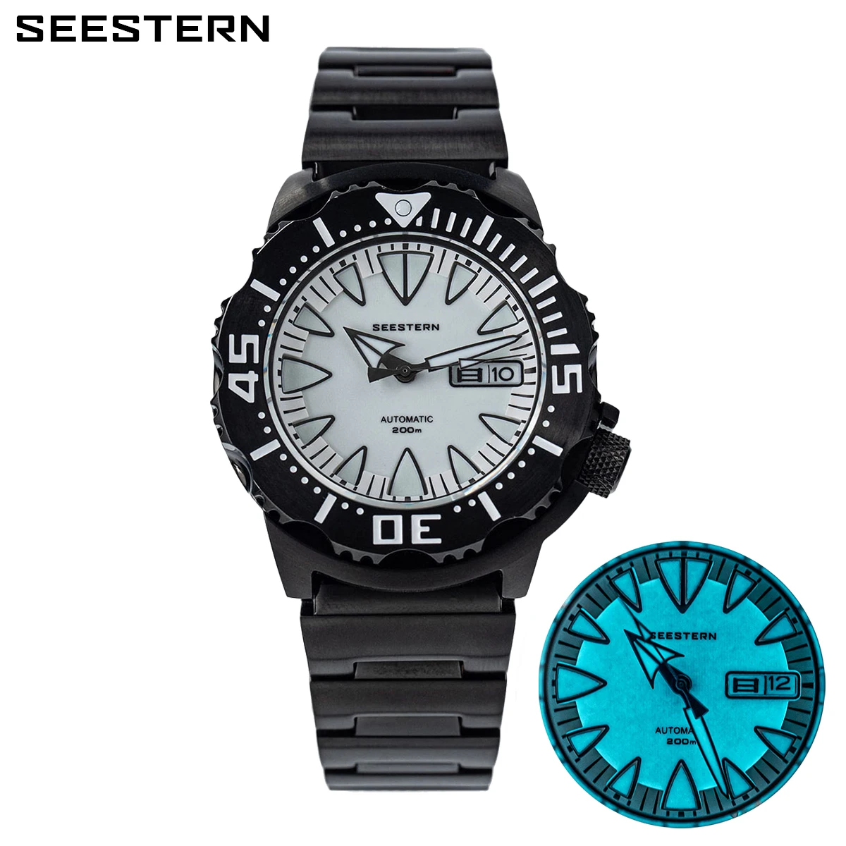 Seestern Monster Dive Watch 200M Water Proof NH36 Men's Mechanical Watches Sapphire Glass High Date Luminous Wristwatch  Monster