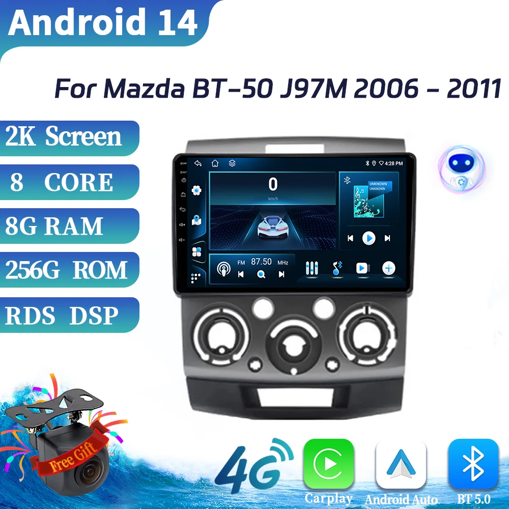 

For Mazda BT-50 J97M 2006-2011 Car Radio Multimedia Video Player Navigation 4G GPS Wireless BT CarPlay Android 14 Touch Screen