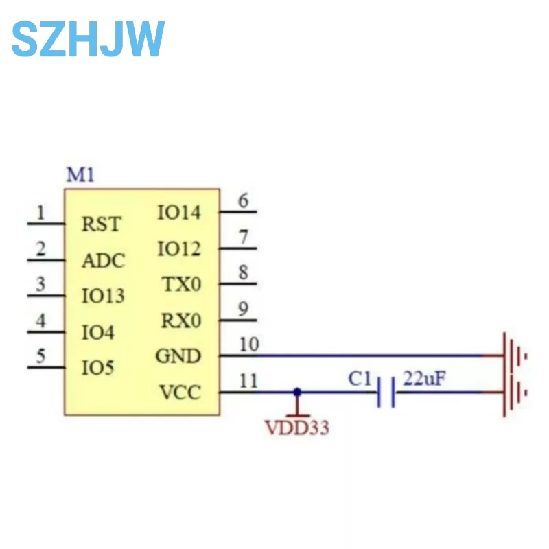 Módulo Wi-Fi ESP-02S, paquete de dedo dorado en serie, transmisión transparente inalámbrica ESP8285, Compatible con ESP8266