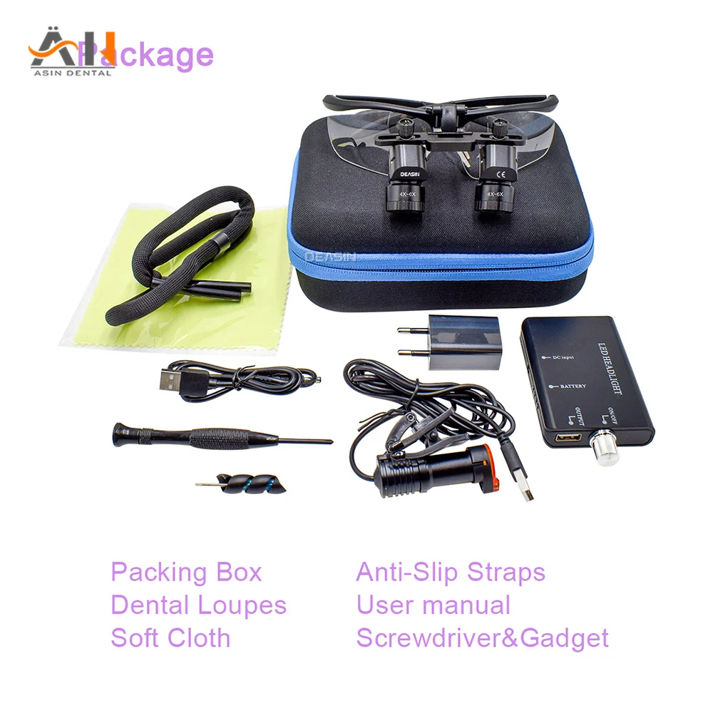 Nuevas lupas dentales ergonómicas, lupa Binocular ajustable 4x-6x Ergo con luz de 5W, fuente de energía eléctrica inalámbrica Dental