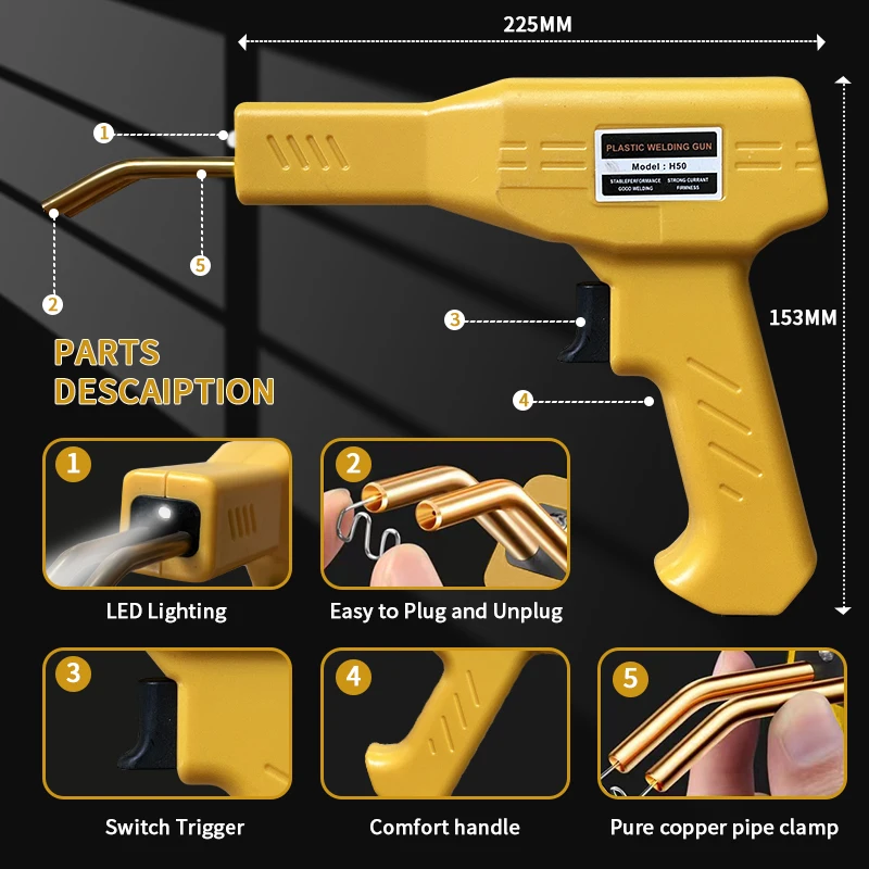 طقم إصلاح لحام البلاستيك الساخن للوحة قيادة مصد السيارة - أنواع متعددة من الدبابيس مناسبة لآلات اللحام المختلفة