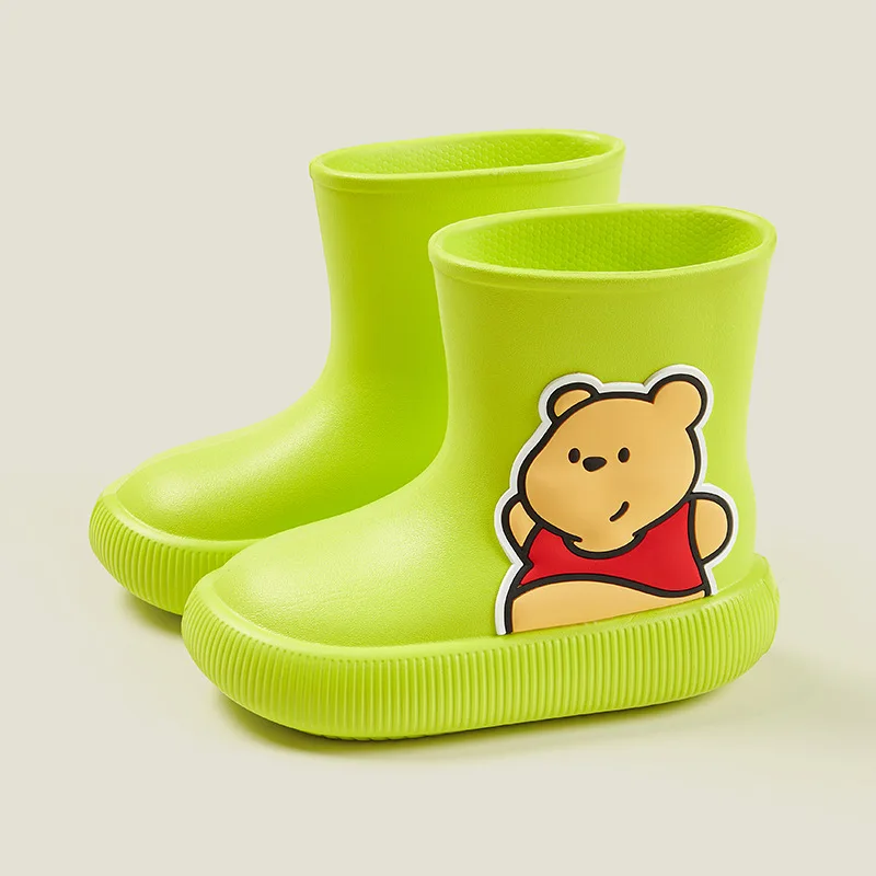 Anime Kawaii Disney Pooh Eva Kids Rain Boots Rubber Shoes Waterproof Anti-Slip Boy Girls Mid-Calf Water Shoes Toddler Boots Gift